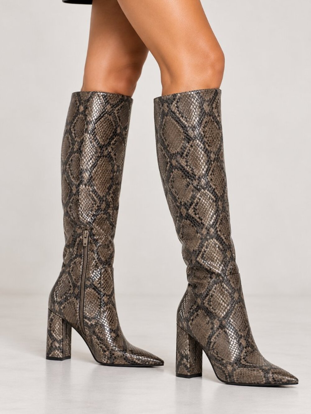 14th & Union Jarden Snake Print Glossy Vegan Leather Tall Boots SZ 7.5 New